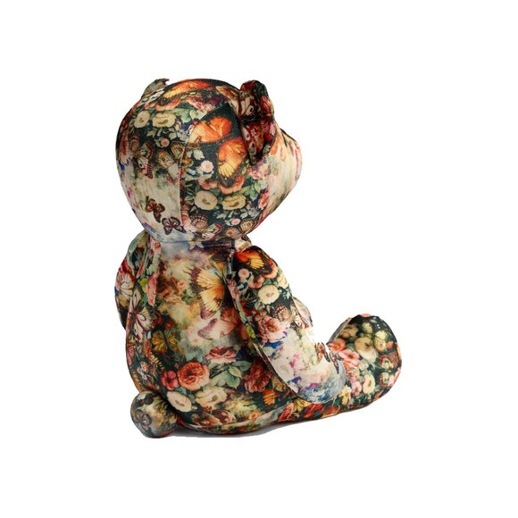 Johnny Was Teyros Velvet Bear Floral Plush Home Stuffed Animals Pink Cream NEW - Picture 3 of 5